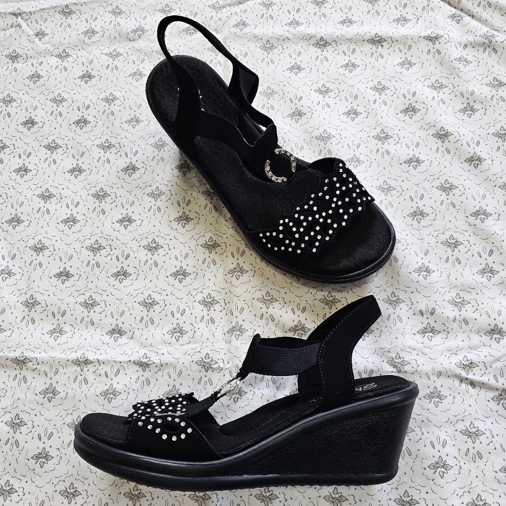 Skechers Rumblers Rhinestone Wedge Sandals